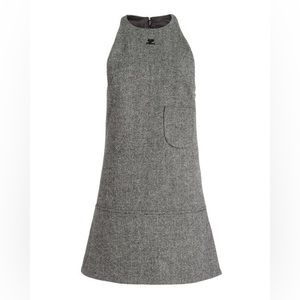 Courrèges Women's Grey Sleeveless Wool-blend Mini Dress size xs
